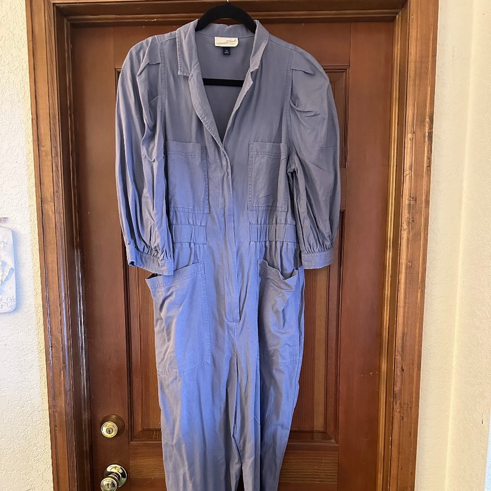 Universal thread lilac puff sleeve cotton jumpsuit with pockets size 10